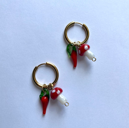 Chili & Mushroom Earrings