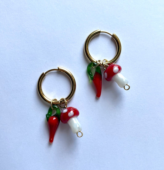 Chili & Mushroom Earrings