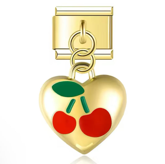 Charm Heart Cherries Pendant